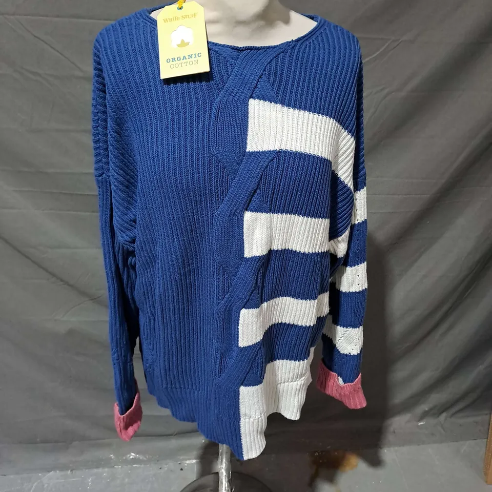 WHITE STUFF UNA STRIPE JUMPER IN BLUE MULTI SIZE 16