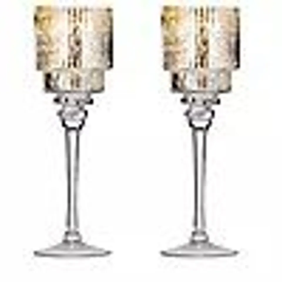 HOME STORIES SET OF 2 MERCURY GLASS CANDLE HOLDERS