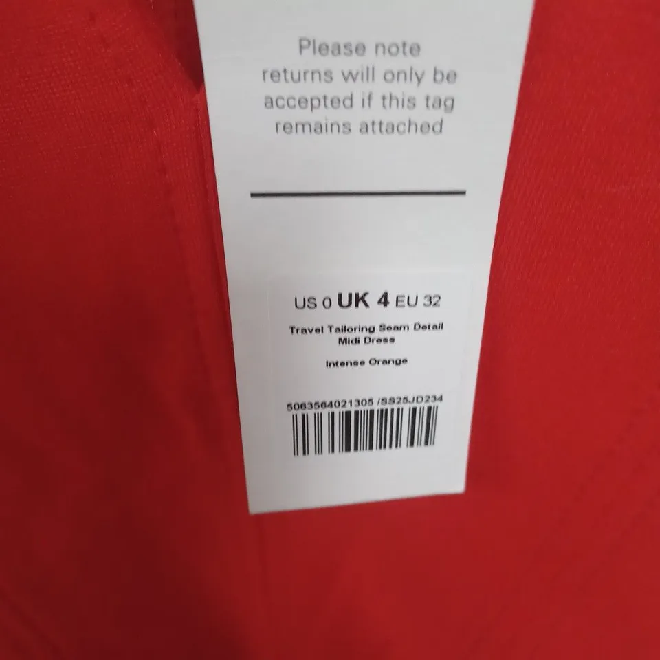 ME+EM TRAVEL TAILORING MIDI DRESS – INTENSE ORANGE, UK 4