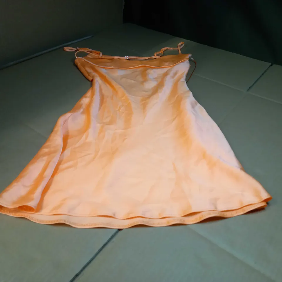 ZARA VIBRANT ORANGE SATIN SLIP DRESS - XS