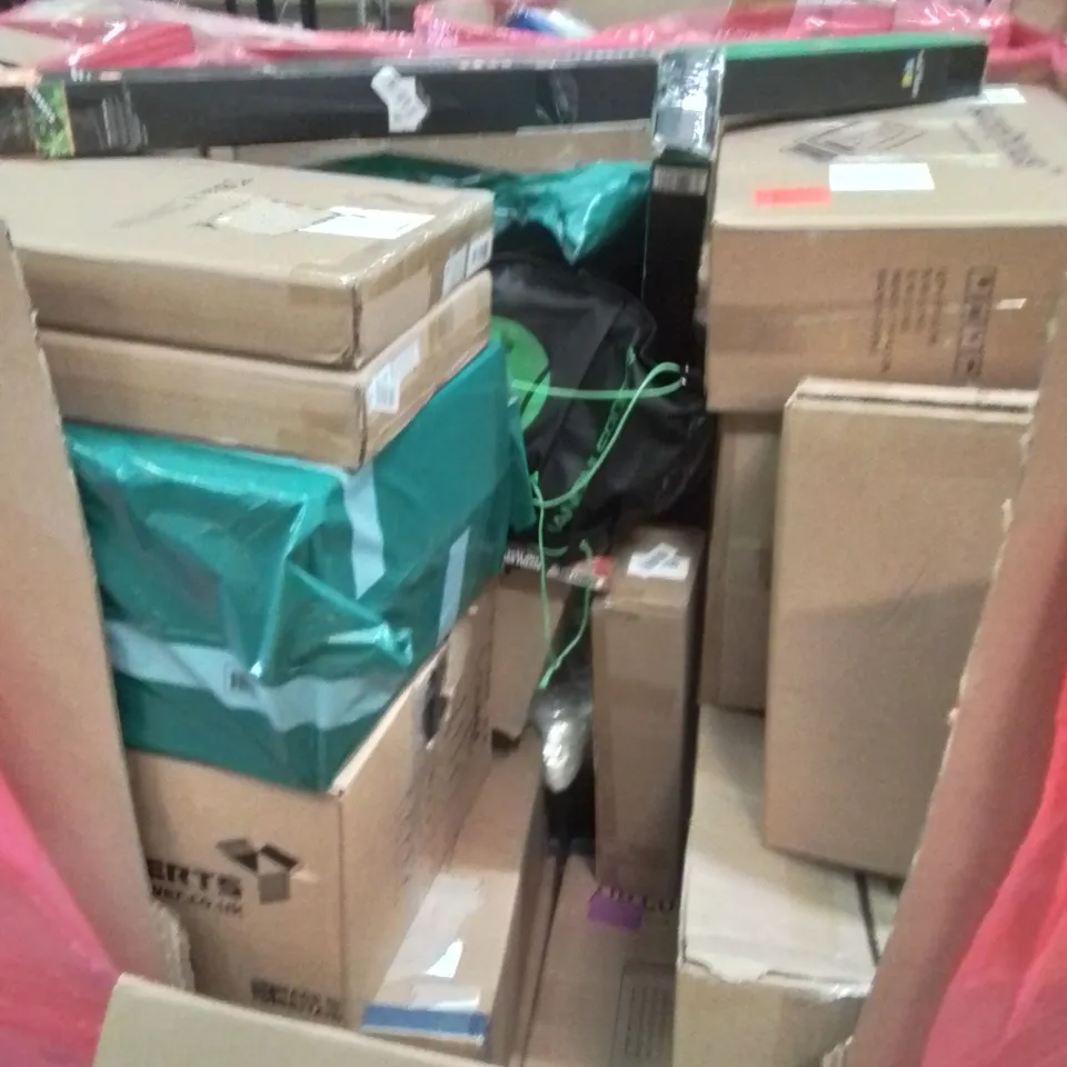 PALLET OF ASSORTED HOUSEHOLD ITEMS AND CONSUMER PRODUCTS TO INCLUDE; AIR COOLERS/PURIFIERS, JOVIKIDS CAR BOOSTER SEATS, BABY WALKERS, BLENDER ETC