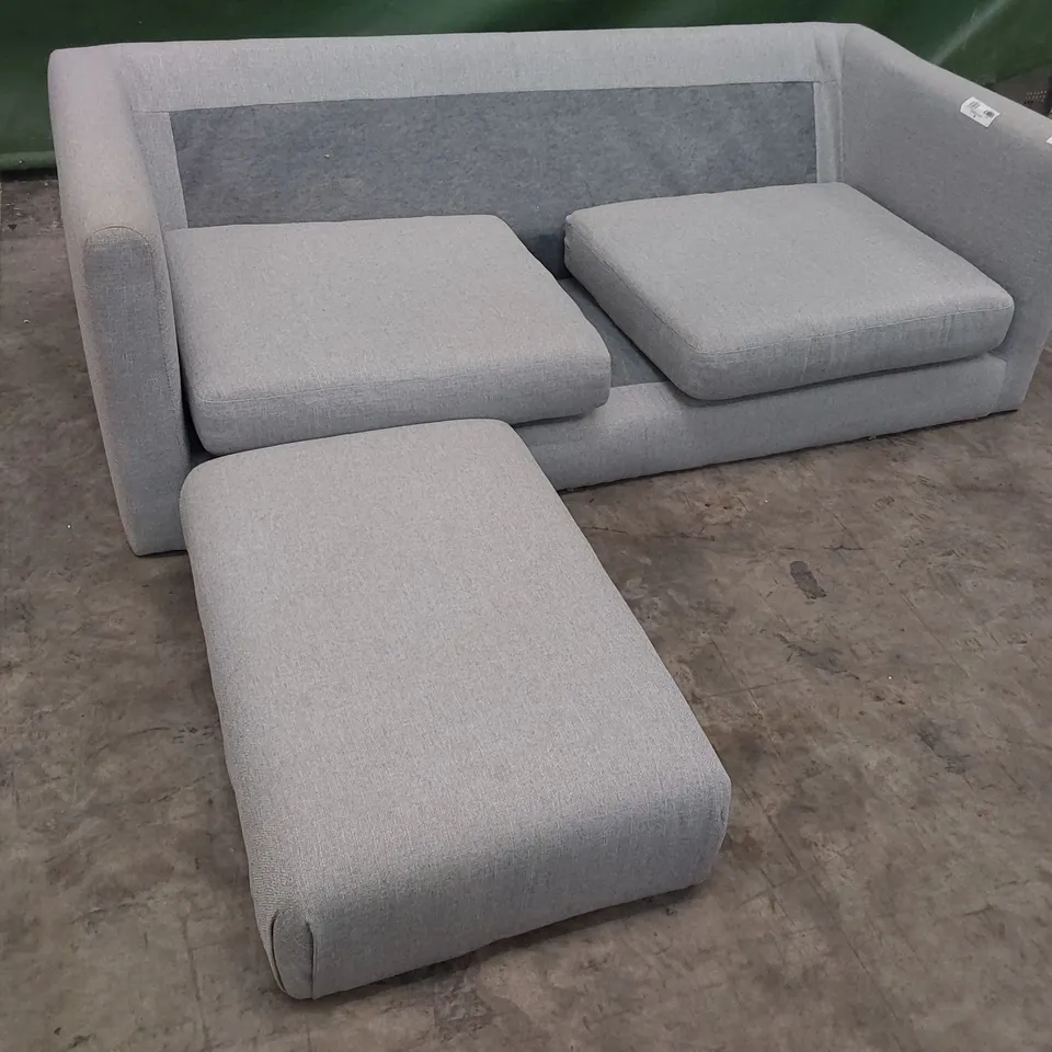 DESIGNER CHAISE SOFA LIGHT GREY FABRIC 