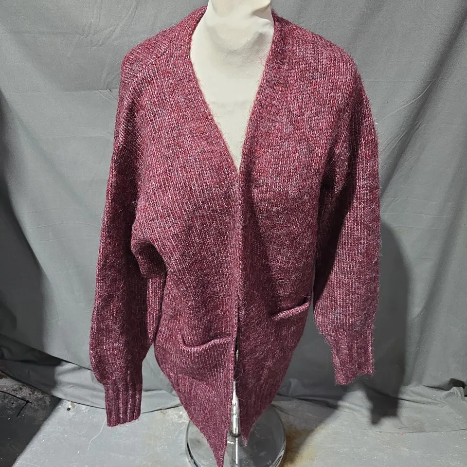 KAFFE KATRINA KNIT CARDIGAN IN WINDSOR WINE MELANGE - SMALL