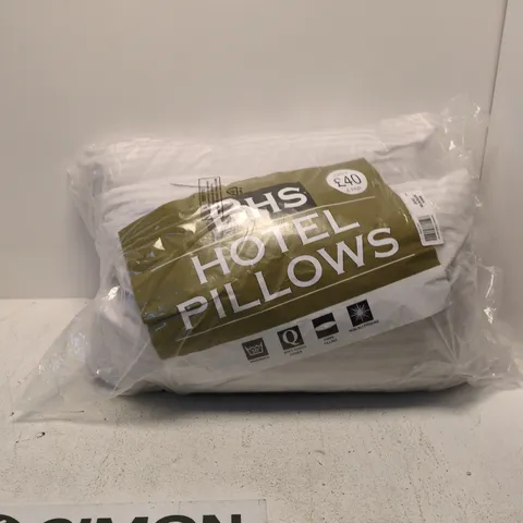 2 BHS Hotel Pillows – White Pillow Pair, Sealed in Plastic