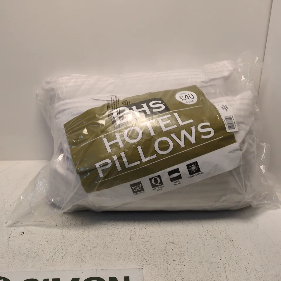 2 BHS Hotel Pillows – White Pillow Pair, Sealed in Plastic