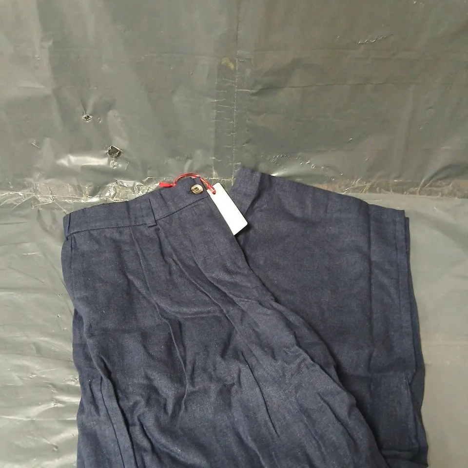 BEN DE LISI LINEN BLEND TROUSERS PETITE IN NAVY - SIZE 14
