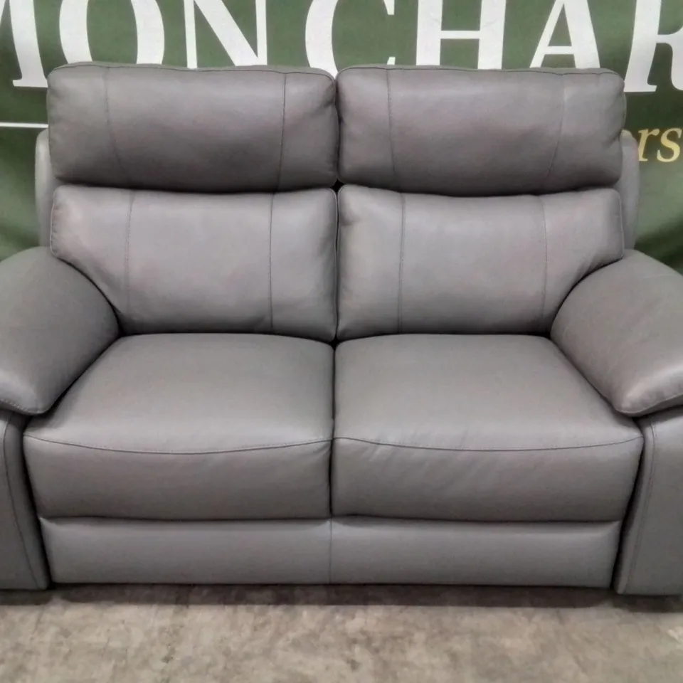 QUALITY DESIGNER ITALIAN MADE PATRIZIO 2 SEATER LEATHER SOFA - ANTHRACITE GREY