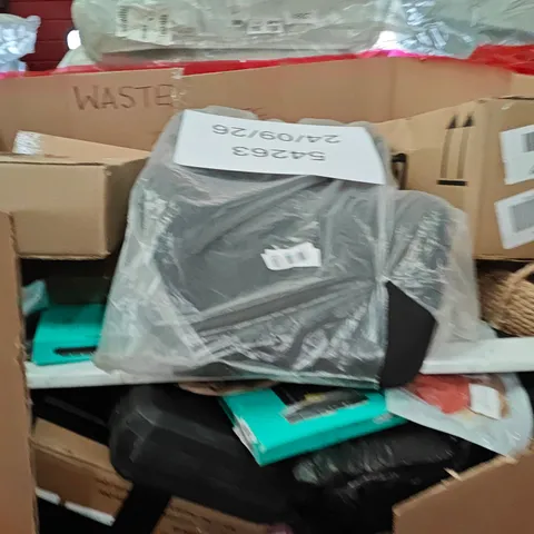 PALLET OF ASSORTED HOUSEHOLD GOODS AND PRODUCTS TO INCLUDE;TOOLBOX, KEYBOARD,BASKET