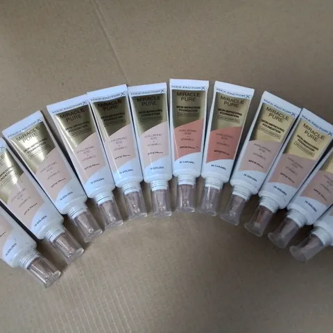 LOT OF 12 MAX FACTOR MIRACLE PURE SKIN IMPROVING FOUNDATIONS - 75 GOLDEN & 85 CARAMEL