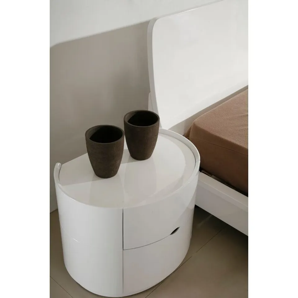 BELVA 2 DRAWER BEDSIDE TABLE WHITE GLOSS