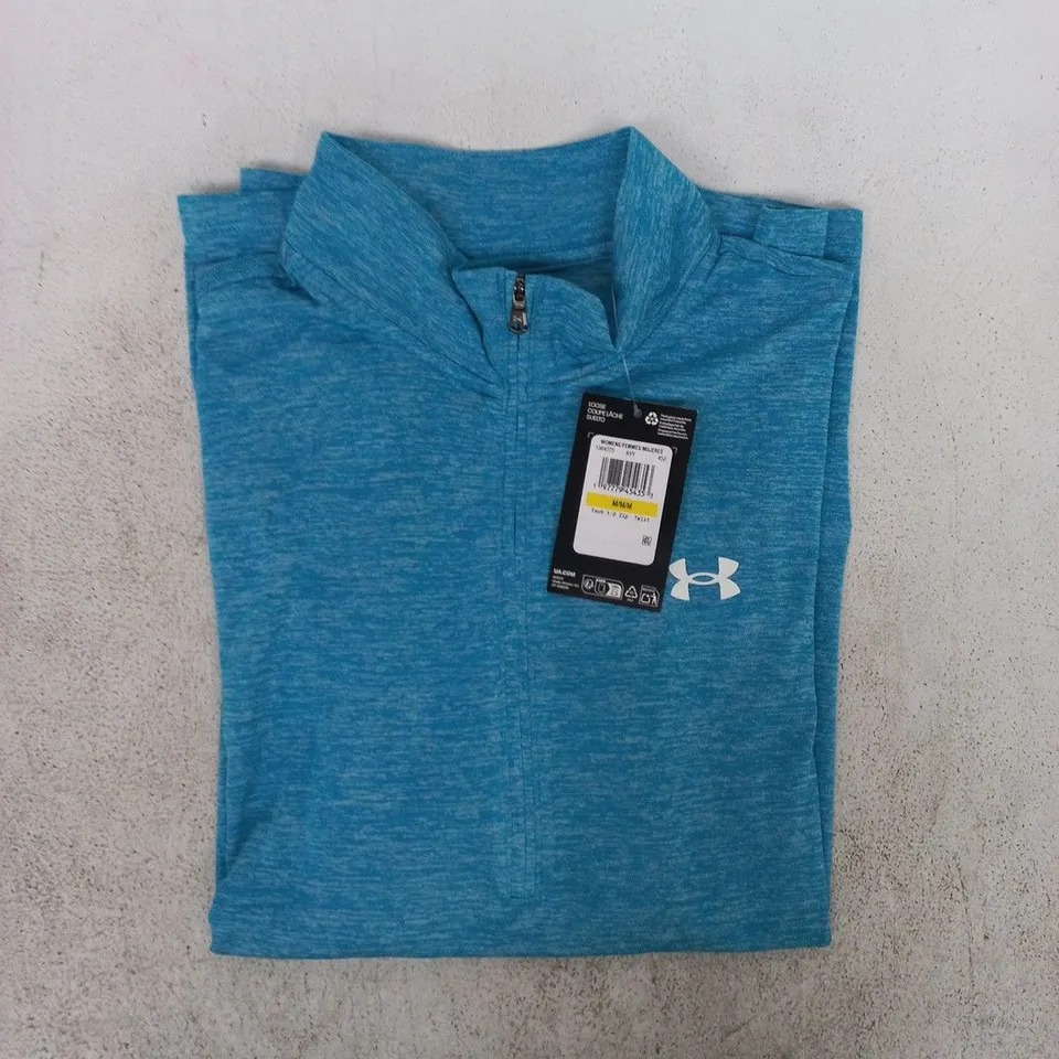 UNDER ARMOUR TECH 1/2 ZIP LONG SLEEVE TOP IN BLUE SIZE MEDIUM