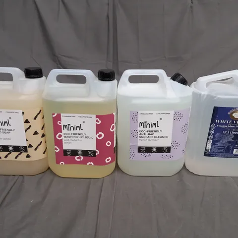 SET OF 4 CLEANING AND WASHING PRODUCTS TO INCLUDE WHITE VINEGAR, SURFACE CLEANER AND ECO-FRIENDLY WASHING UP LIQUID - COLLECTION ONLY