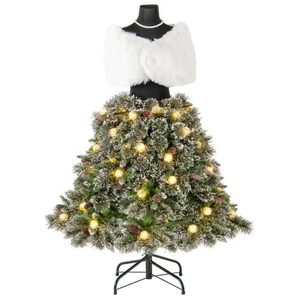 BOXED PRE-LIT MANNEQUIN HINGED DRESS FORM ARTIFICIAL CHRISTMAS TREE FOR HOME OFFICE