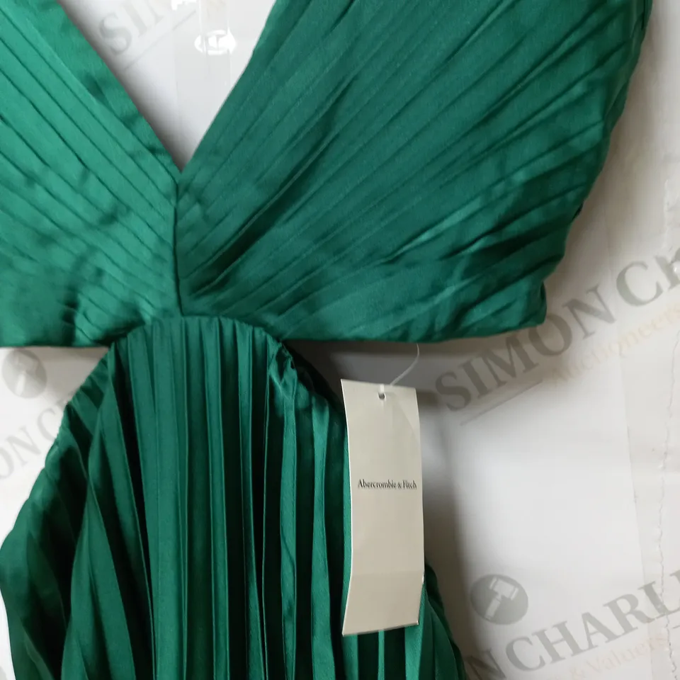 ABERCROMBIE & FITCH GREEN PLEATED CUT OUT DRESS - XXS