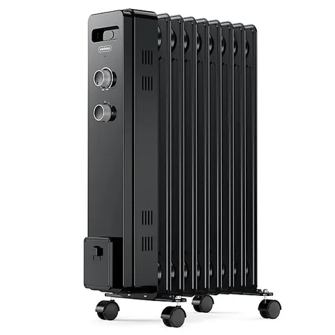 BOXED VONHAUS OIL FILLED RADIATOR 9 FIN, OIL HEATER PORTABLE ELECTRIC FREE STANDING 2000W