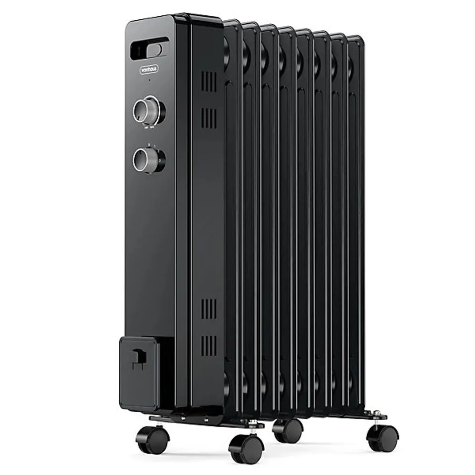 BOXED VONHAUS OIL FILLED RADIATOR 9 FIN, OIL HEATER PORTABLE ELECTRIC FREE STANDING 2000W