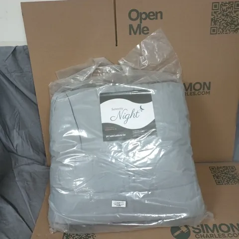 SERENITY NIGHT 3-PIECE DOUBLE SIZE DUVET COVER SET – GREY