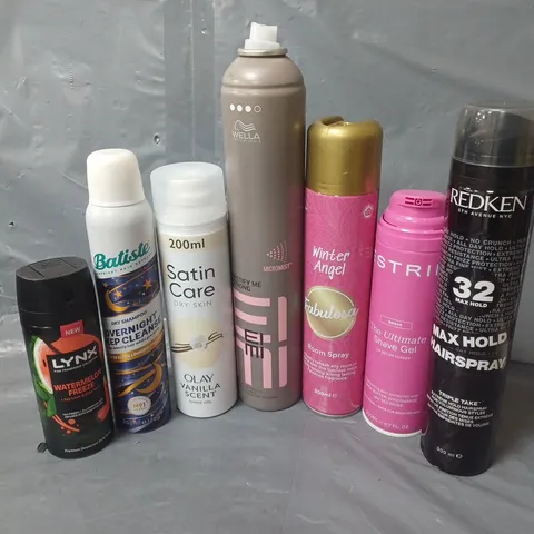 APPROXIMATELY 12 ASSORTED AEROSOLS TO INCLUDE LYNX WATERMELON BREEZE, REDKEN MAX HOLD HAIRSPRAY, ESTRID SHAVE GEL, ETC - COLLECTION ONLY