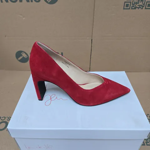 BEN DE LISI RED SUEDE HIGH-HEELED COURT SHOES UK 6 BOXED