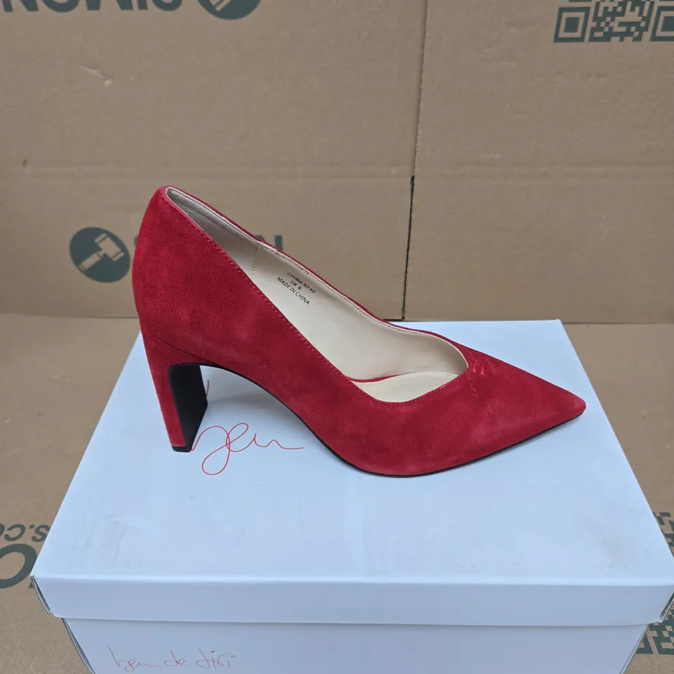 BEN DE LISI RED SUEDE HIGH-HEELED COURT SHOES UK 6 BOXED