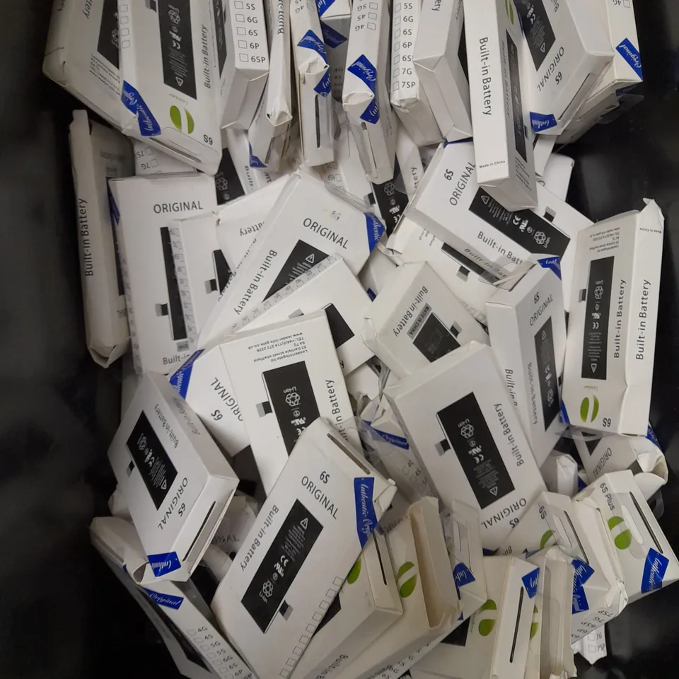 BOX OF APPROXIMATELY 60 ASSORTED REPLACEMENT SMARTPHONE BATTERIES FOR VARIOUS MODELS TO INCLUDE 6S, 6S PLUS, 7G ETC	
