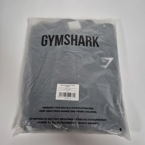 GYMSHARK CREST OVERSIZED TRACK JACKET - BLACK, SIZE L (REGULAR FIT)