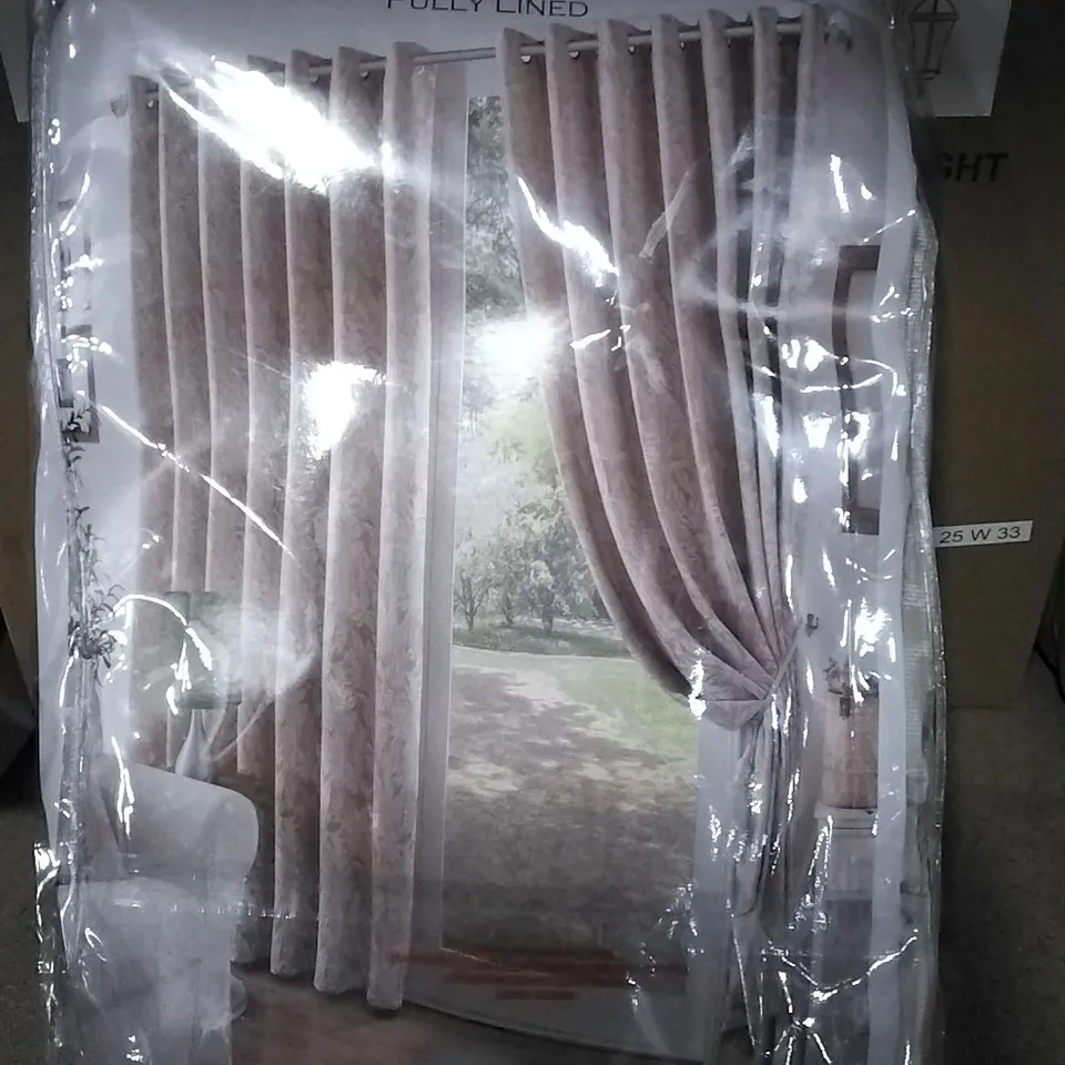 BAGGED ZAMORA CHENILLE JACQUARD RING TOP CURTAINS PAIR