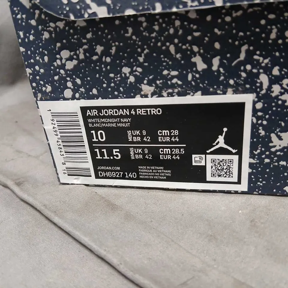 AIR JORDAN 4 RETRO WHITE/MIDNIGHT NAVY – UK9 (US10) SNEAKERS