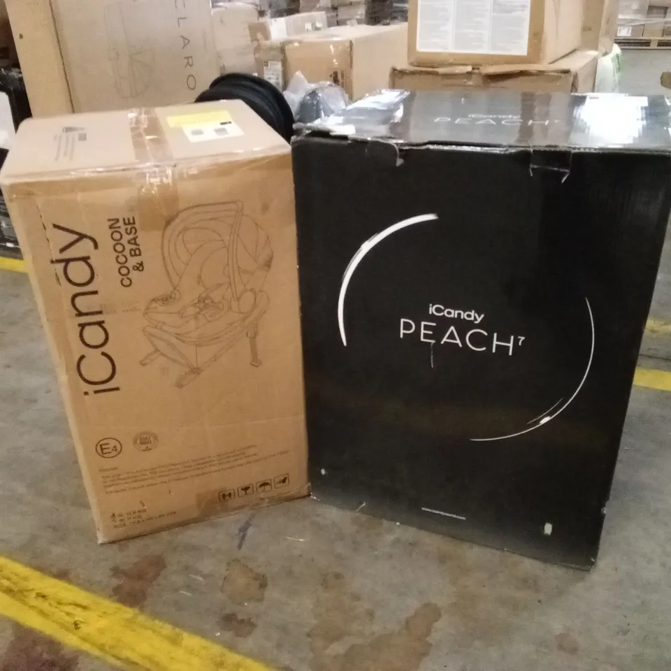 BOXED ICANDY PEACH 7 STROLLER AND CAR SEAT WITH I-SIZE BASE (2 BOXES)