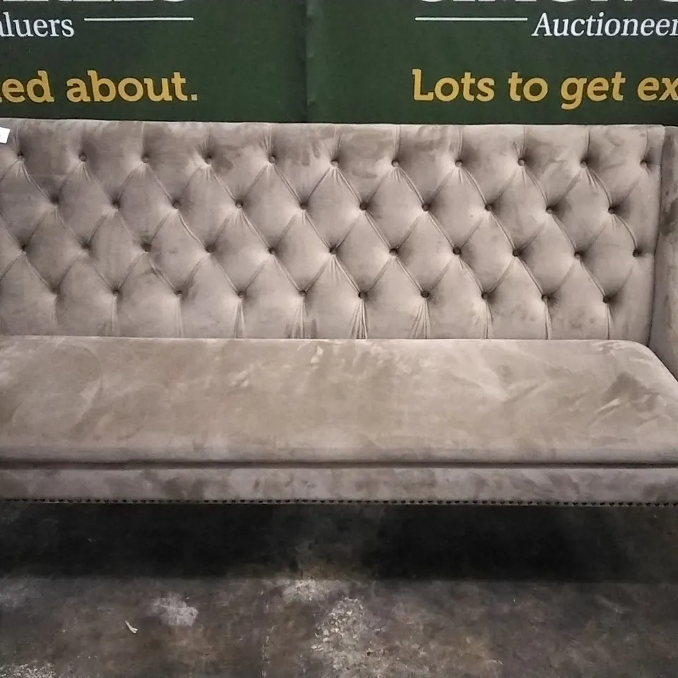 DESIGNER MINK PLUSH VELVET PILLOWED AND STUDDED BENCH