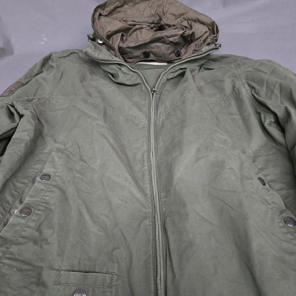 PRETTY GREEN KHAKI GREEN JACKET WITH HOOD - XXL