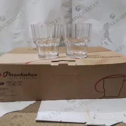 BOXED PASABAHCE SERENITY GLASSES APPROXIMATELY 12