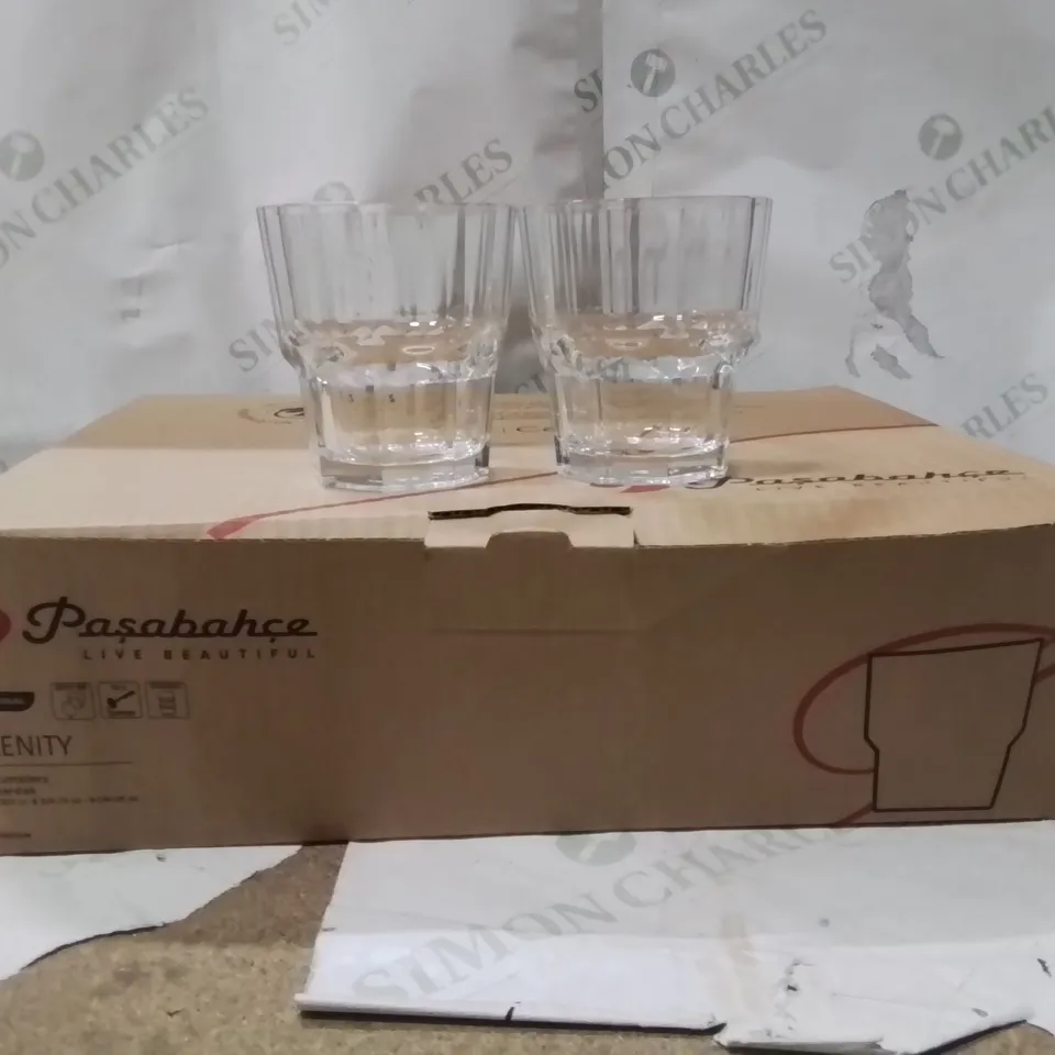 BOXED PASABAHCE SERENITY GLASSES APPROXIMATELY 12