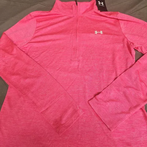 UNDER ARMOUR PINK QUARTER-ZIP TRAINING TOP β SIZE S
