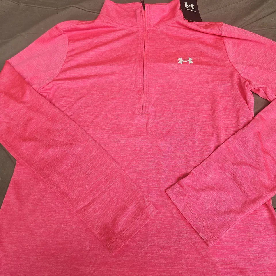 UNDER ARMOUR PINK QUARTER-ZIP TRAINING TOP – SIZE S