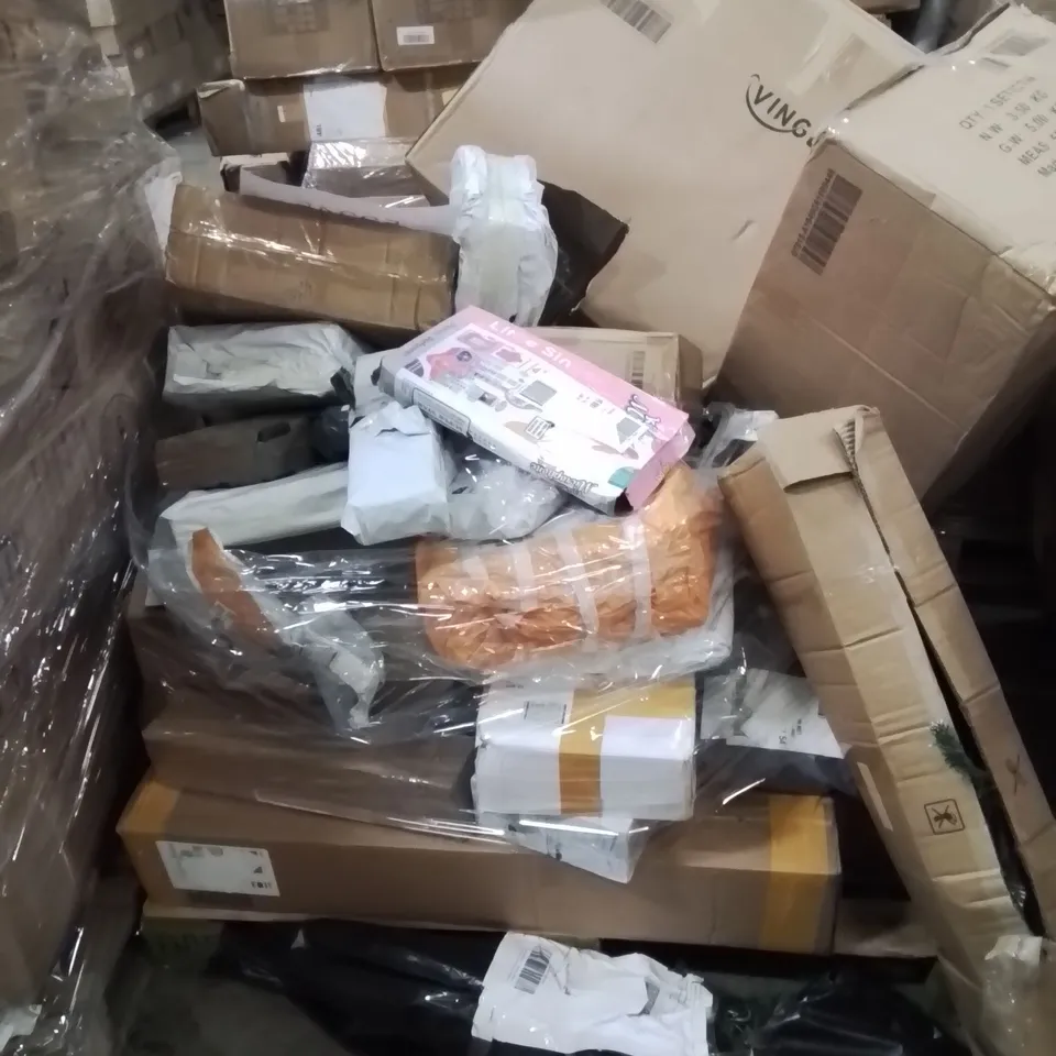 PALLET OF ASSORTED HOUSEHOLD GOODS AND PRODUCTS TO INCLUDE;HUMIDIFIER,LITTLE SINGER,KIDS GAME