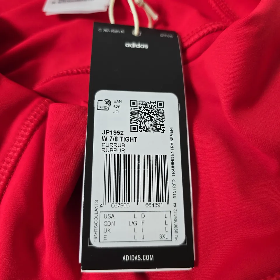 ADIDAS WOMEN’S 7/8 TIGHT – RED, UK L (SIZE UK L) – BRAND TAG