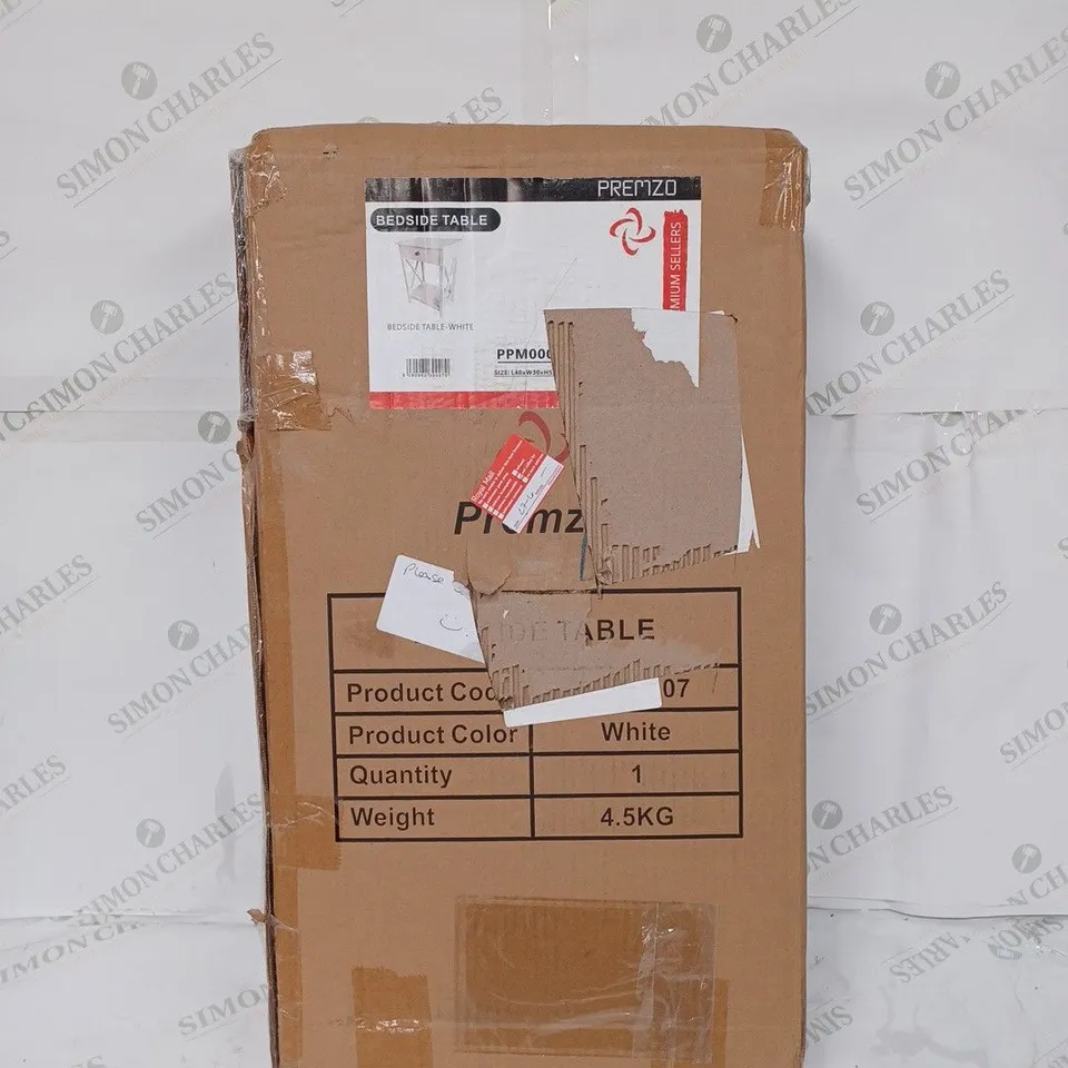 BOXED PREMZO BEDSIDE TABLE - WHITE 