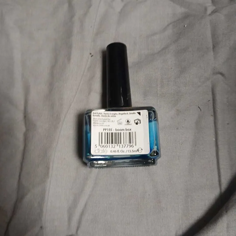 BOX OF APPROXIMATELY 180 CIATE LONDON NAIL POLISH – BOOM BOX BLUE –NO EXPIRY DATE SHOWN 