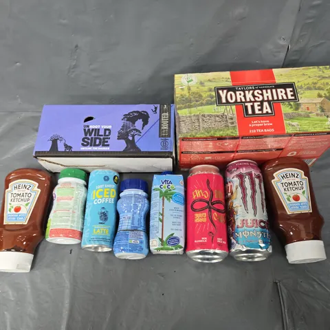 APPROXIMATELY 12 ASSORTED DRINK ITEMS TO INCLUDE - UNROOTED, MONSTER, AND ICED COFFEE ETC.