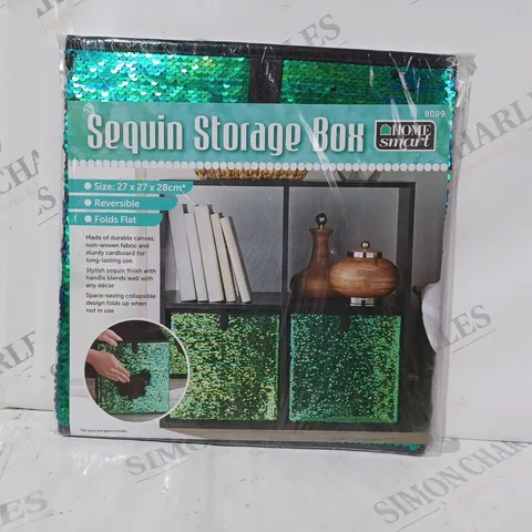 HOMESMART SEQUIN STORAGE BOX IN GREEN