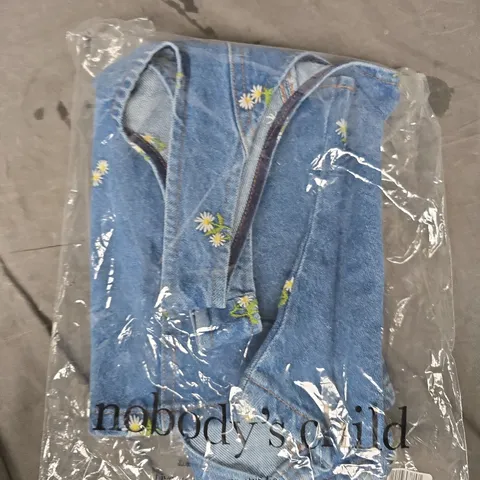 NOBODY'S CHILD CELESTE EMBROIDERED WAISTCOAT IN BLUE SIZE UK 6