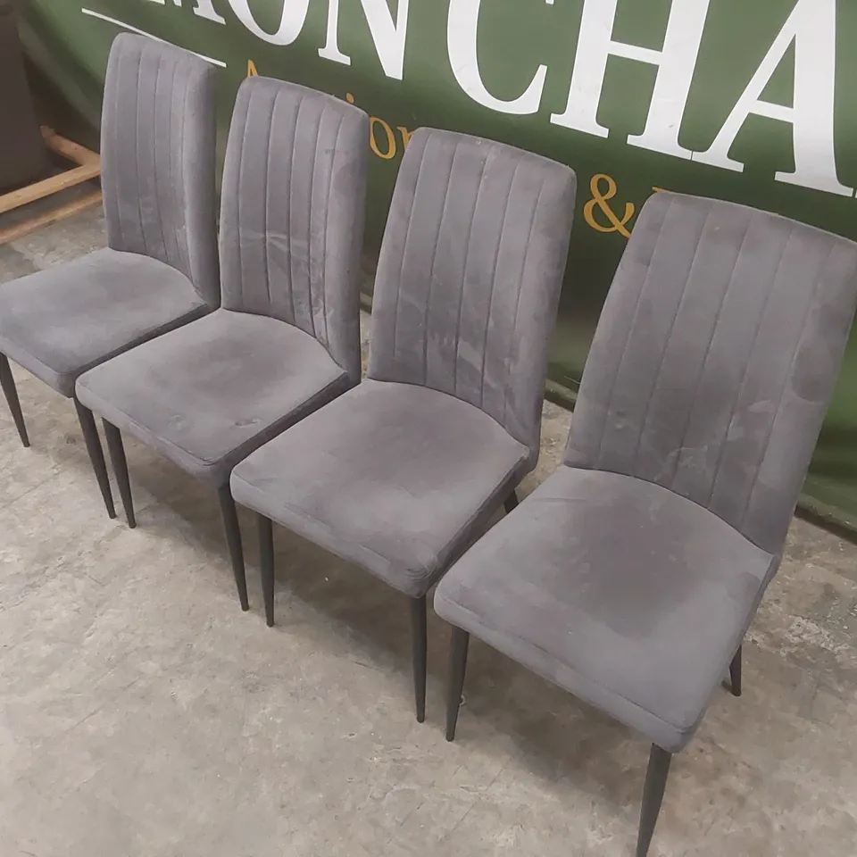 SET OF 4x DESIGNER VELVET UPHOLSTERED DINING CHAIRS