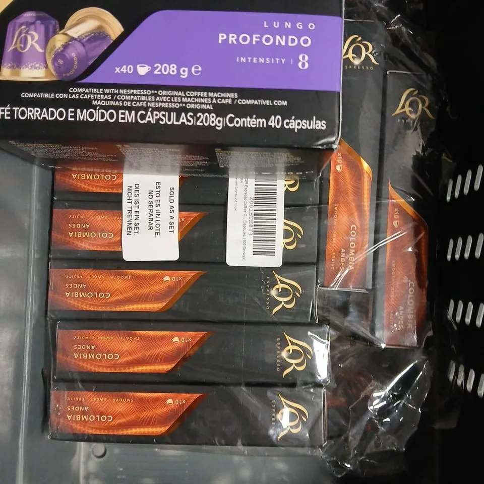 APPROXIMATELY 10 ASSORTED FOOD/DRINK PRODUCTS TO INCLUDE L'OR COFFEE, VENISON STICKS, CANDY KITTENS SWEETS ETC 