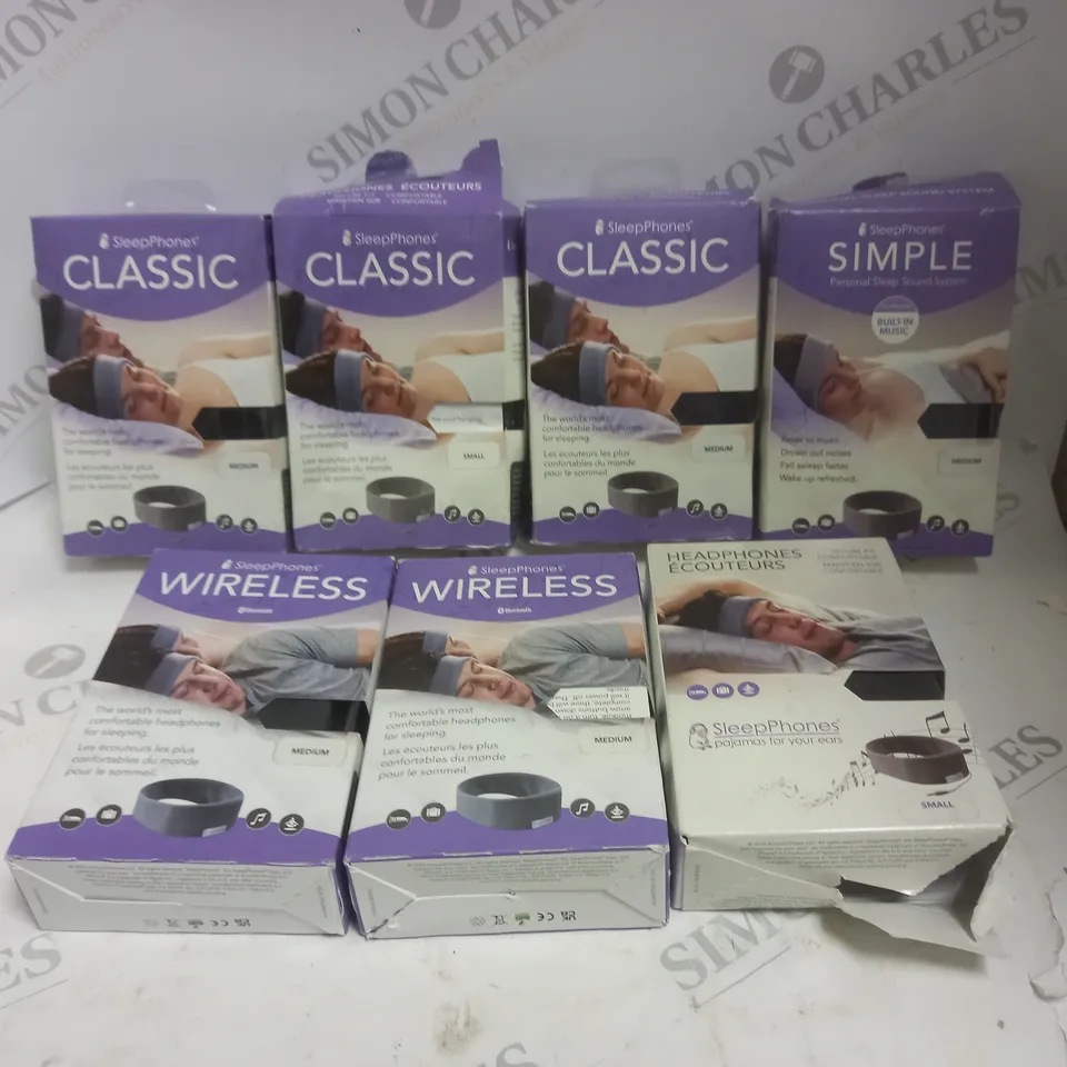 APPROXIMATELY 7 SLEEPPHONES SLEEPING HEADPHONES IN ASSORTED COLOURS AND SIZES 