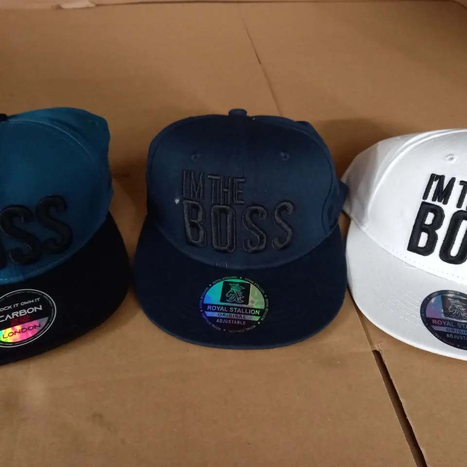 LOT OF 3 "I'M THE BOSS" BASEBALL CAPS 