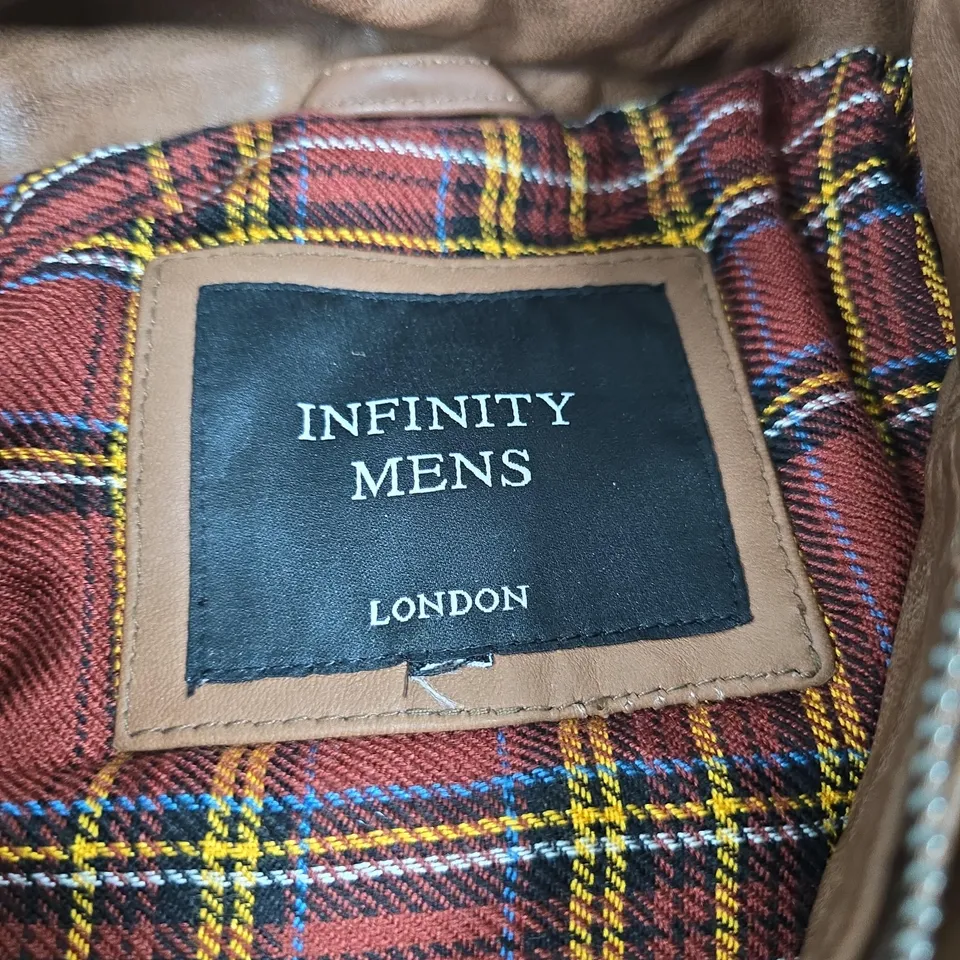 INFINITY MENS LONDON LEATHER JACKET – TAN, UK XXL