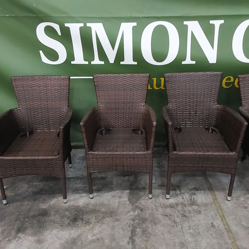 DESIGNER SET OF 6 CHOCOLATE MIX RATTAN CHAIRS