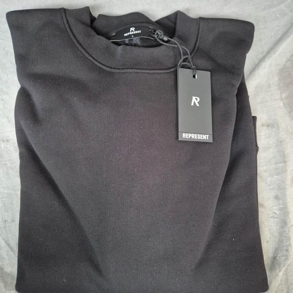 REPRESENT INITIAL OVERSIZED BOXY SWEATER IN BLACK SIZE LARGE