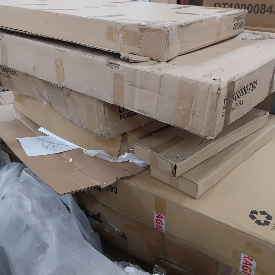 PALLET OF ASSORTED BOXED DINING TABLE PARTS 